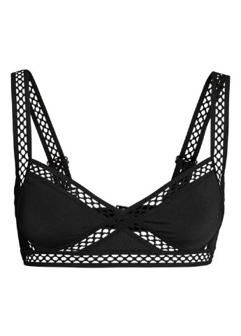 Купальный лиф H&M бикини геометрический чёрный пляжный полиамид