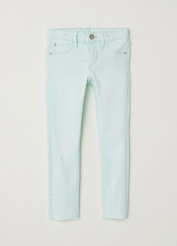 Светло-бирюзовые демисезонные зауженные джинсы H&M