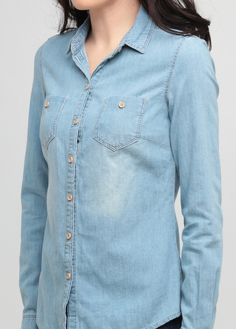 Голубой джинсовая рубашка однотонная Promod