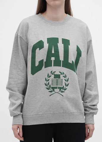 Сірий світшот Boohoo малюнок без декору (289998059)