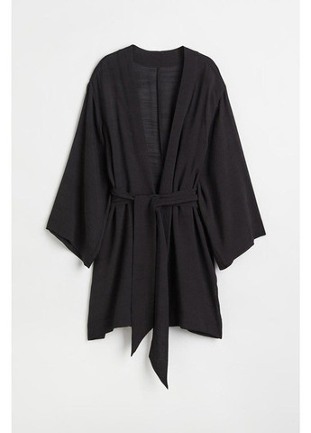 Черное пляжное платье на запах H&M однотонное