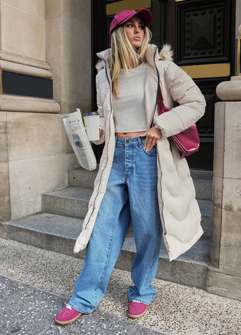 Світло-бежеве зимнє Пальто однобортне SHEIN