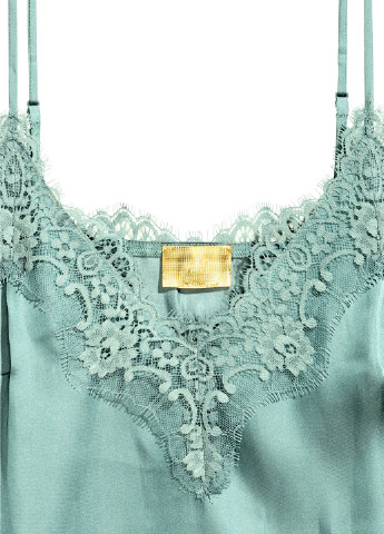 Топ-блузка H&M однотонный бирюзовый кэжуал