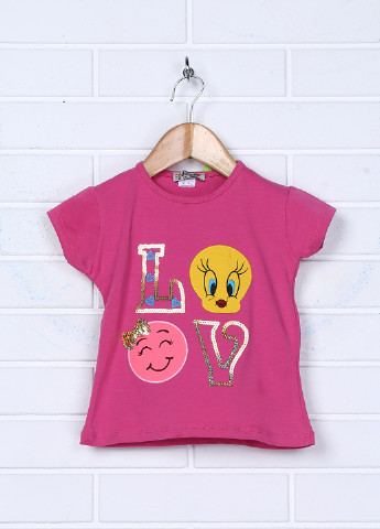 Фуксиновая летняя футболка с коротким рукавом Dofa Kids