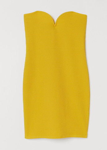 Желтое кэжуал, коктейльное платье бандо, бандажное H&M однотонное