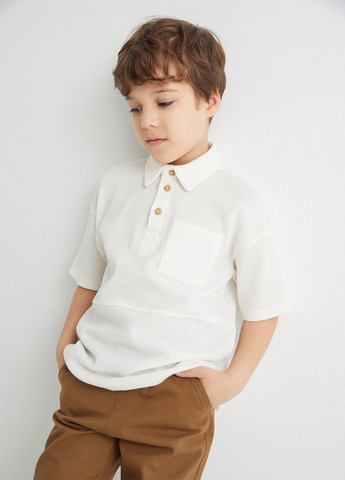 Молочная детская футболка-поло для мальчика KOTON однотонная