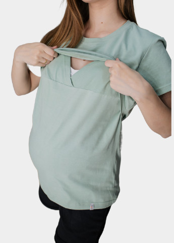 Оливковая всесезон футболка для беременных с секретом для кормления HN