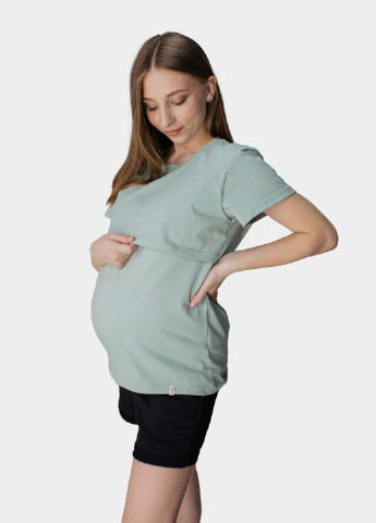 Оливкова всесезон футболка для вагітних з секретом для годування HN