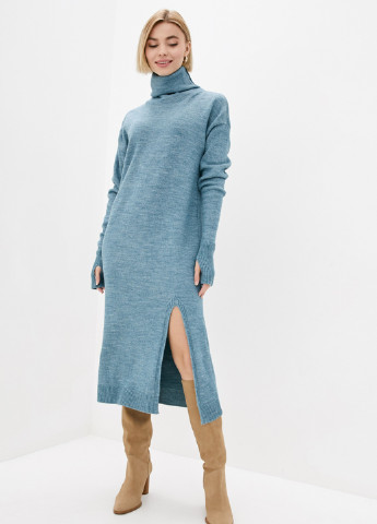 Серо-голубое кэжуал платье платье-свитер Sewel меланжевое