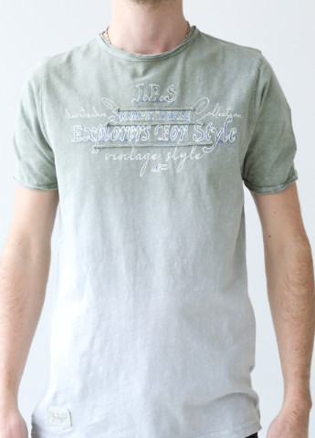 Хаки (оливковая) футболка мужская хаки вареная с переходом цвета Jean Piere