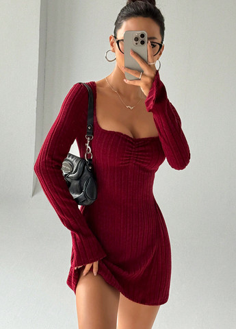 Бордова кежуал сукня SHEIN однотонна