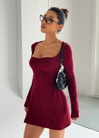 Бордова кежуал сукня SHEIN однотонна