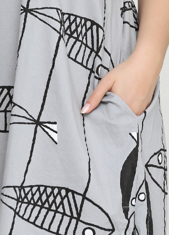 Сіра кежуал сукня оверсайз G1 Style з малюнком