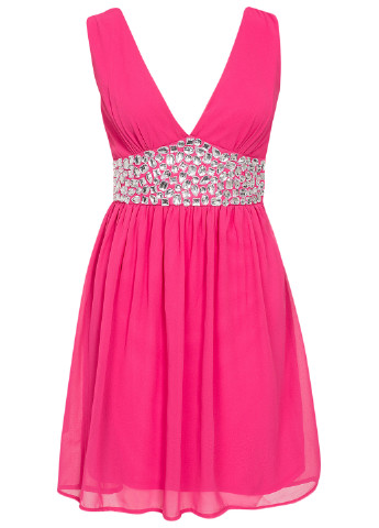 Розовое коктейльное платье клеш, с открытой спиной Club L однотонное