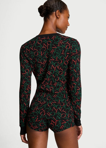 Черная всесезон пижама (лонгслив, шорты) лонгслив + шорты Victoria's Secret