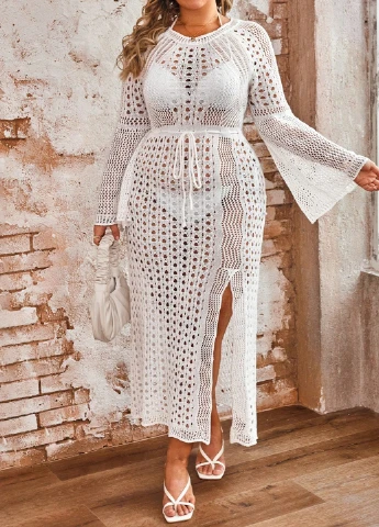 Белое пляжное, кэжуал платье SHEIN однотонное