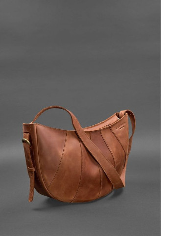 Кожаная женская сумка Круассан светло-коричневая BlankNote однотонная светло-коричневая кэжуал