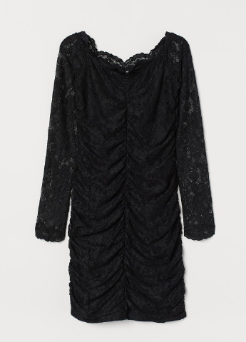 Чорна вечірня сукня з відкритими плечима H&M однотонна
