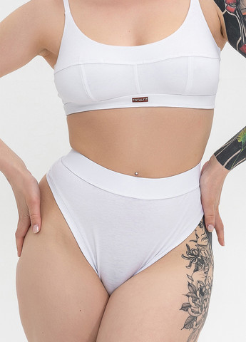 Белый демисезонный хлопковый комплект белья бралет и стринги TOTALFIT