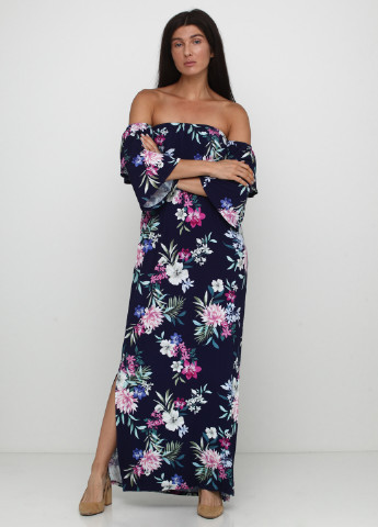 Комбинированное кэжуал платье с открытыми плечами By Very с цветочным принтом