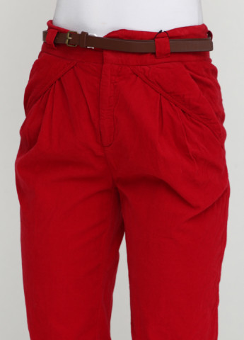 Красные кэжуал демисезонные брюки Zara