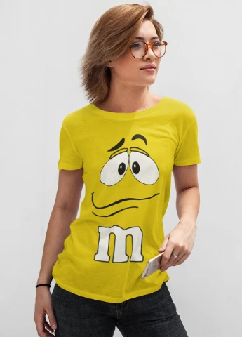 Подарунковий жіночий набір. Футболка жовта з принтом "M&M's", шкарпетки з принтом "M&M's" Maybel - (252657879)