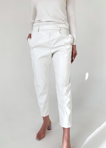 Белые классические демисезонные зауженные, прямые, классические, укороченные брюки Jolie