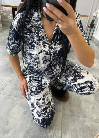 Чорна всесезон піжама (сорочка, шорти, штани) сорочка + шорти + брюки Fashion