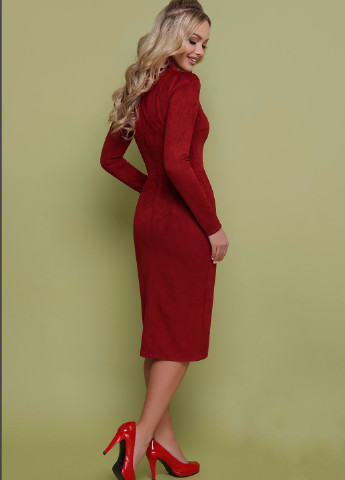 Темно-червона вечірня сукня замш червоне вино s-m футляр Glem однотонна