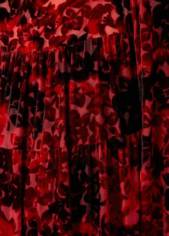 Темно-красное кэжуал платье а-силуэт KOTON с цветочным принтом