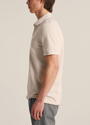 Светло-бежевая футболка-поло для мужчин Abercrombie & Fitch однотонная