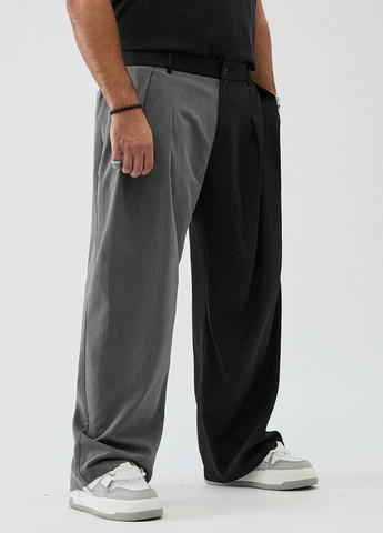 Комбинированные кэжуал демисезонные прямые брюки SHEIN