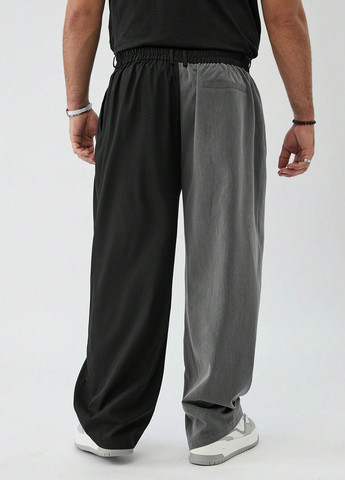 Комбинированные кэжуал демисезонные прямые брюки SHEIN