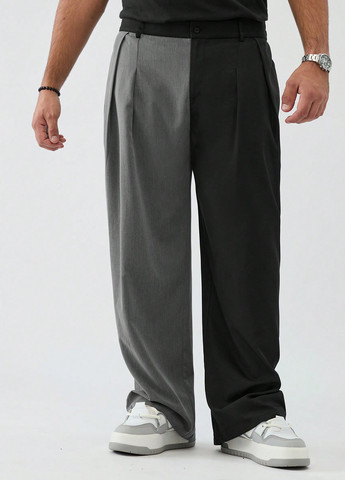 Комбинированные кэжуал демисезонные прямые брюки SHEIN