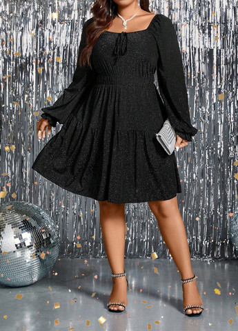 Чорна вечірня сукня а-силует SHEIN однотонна