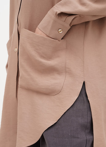 Темно-бежевая кэжуал рубашка однотонная Sambario