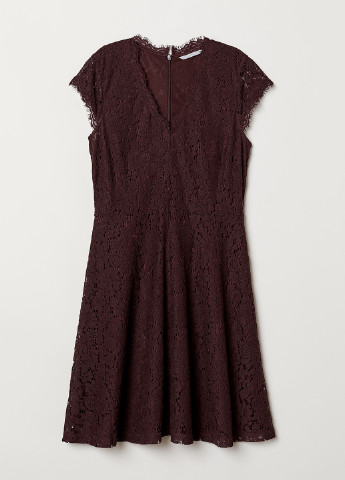 Темно-бордовое кэжуал платье клеш H&M однотонное