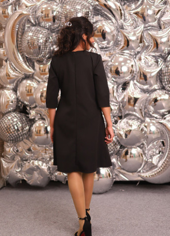 Черное кэжуал просторное платье с кружевом и пайеткой колокол Marselin однотонное