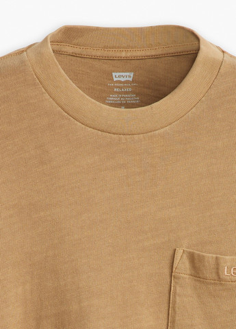 Лонгслів Levi's однотонний пісочний кежуали бавовна, трикотаж