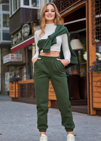 Темно-зеленые кэжуал демисезонные джоггеры брюки ST-Seventeen
