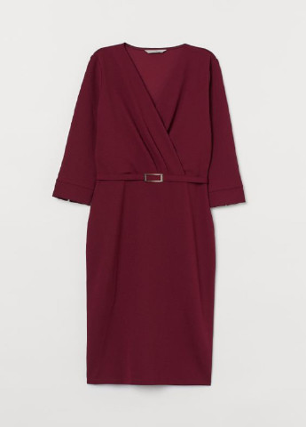 Бордовое деловое платье H&M однотонное