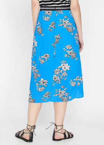 Голубая кэжуал цветочной расцветки юбка KOTON на запах