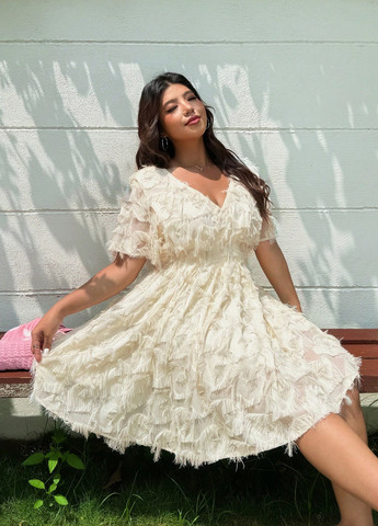 Кремова святковий, кежуал сукня кльош SHEIN однотонна