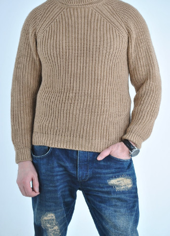 Бежевый зимний теплый мужской свитер крупной вязки Berta Lucci