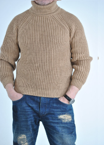 Бежевый зимний теплый мужской свитер крупной вязки Berta Lucci