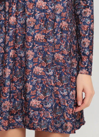 Темно-синее кэжуал платье а-силуэт, с открытой спиной Springfield с цветочным принтом