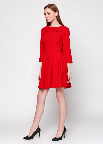 Красное кэжуал платье с длинным рукавом ANVI однотонное