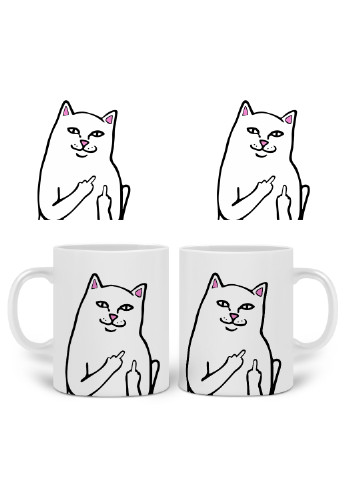Кружка мем Белый Кот с пальцем (meme Cat Middle finger) 330 мл Чашка Керамическая (20259-2851) MobiPrint (221743185)