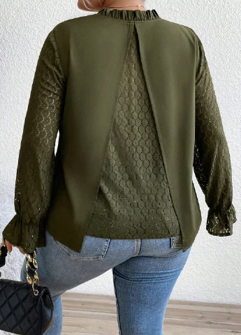 Хакі блуза SHEIN