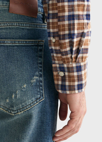 Коричневая кэжуал рубашка в клетку Gant